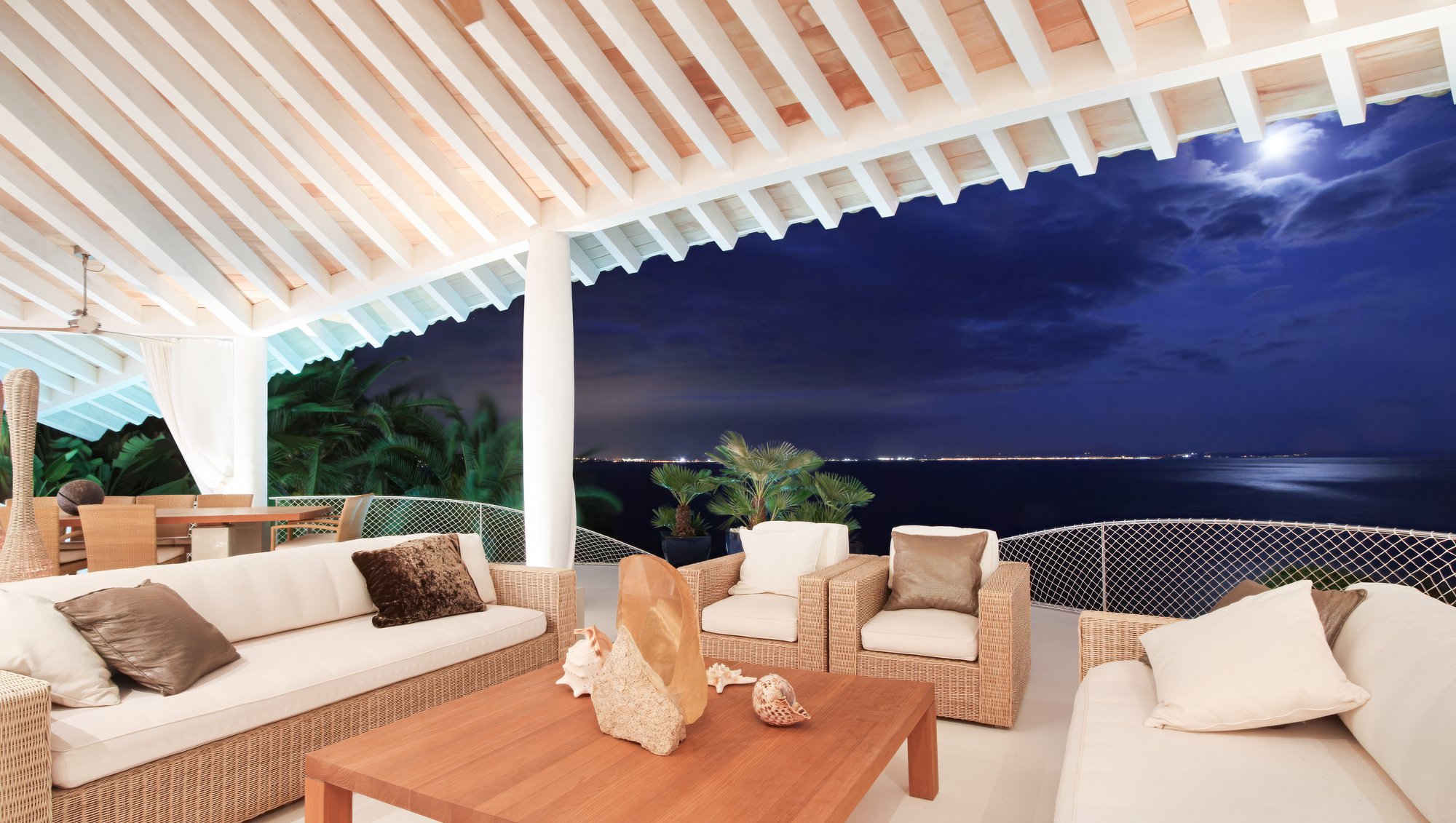 Pool & terraces at night